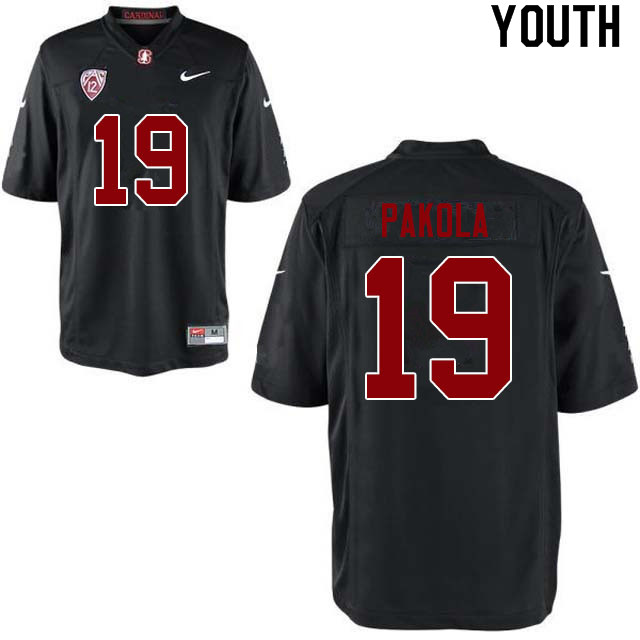 Youth #19 Joshua Pakola Stanford Cardinal College Football Jerseys Sale-Black